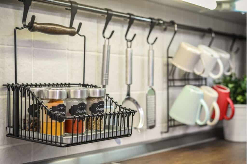 hanging shelves in the kitchen